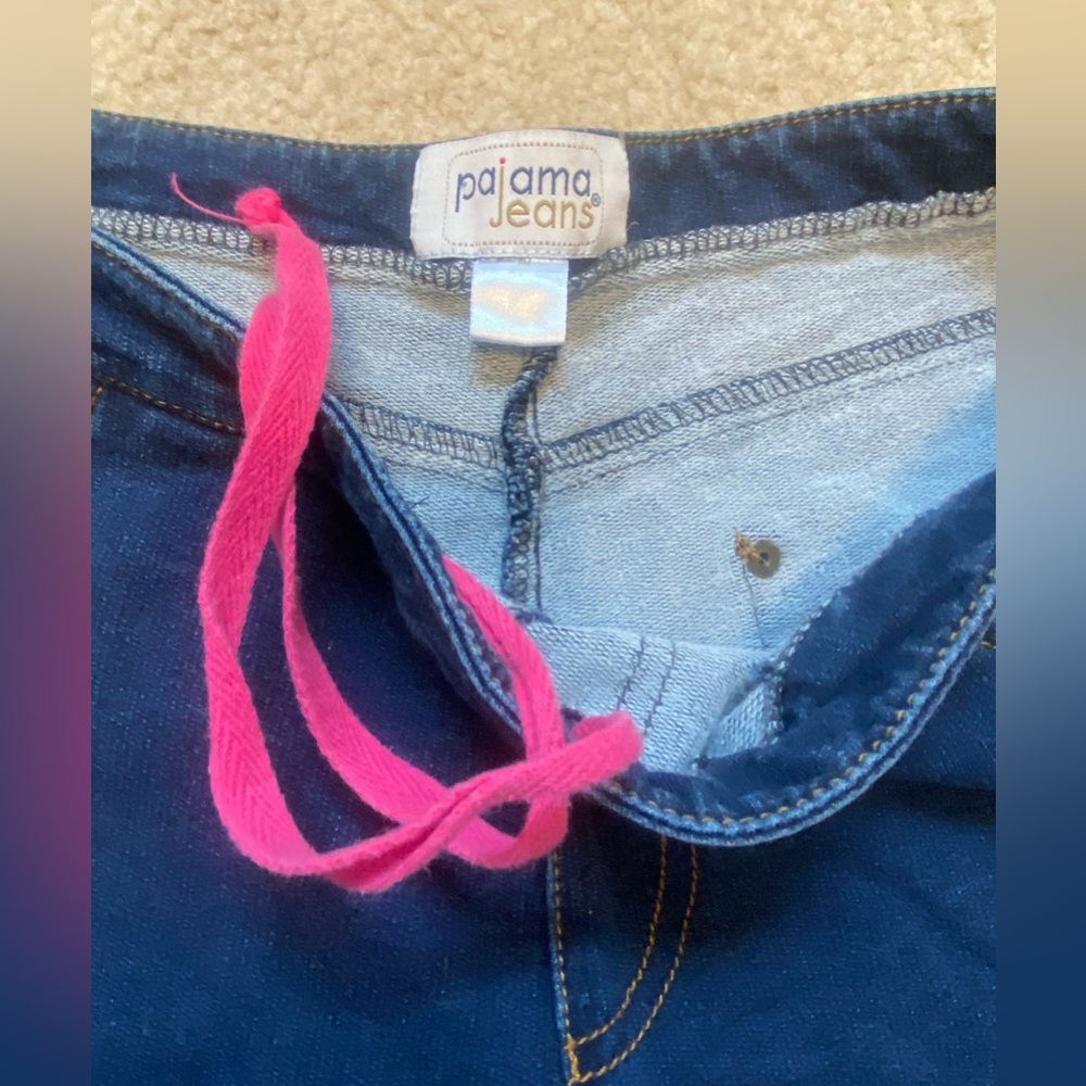 Women's Blue Pajama Jeans with Pink Drawstring